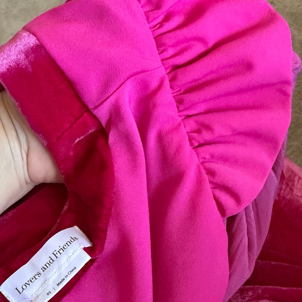 Lovers + Friends Kimora Velvet Mini Dress Long Sleeve Magenta Pink Size XS - Picture 7 of 13